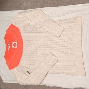 NWT Boden orange and white knit sweater Sz 4